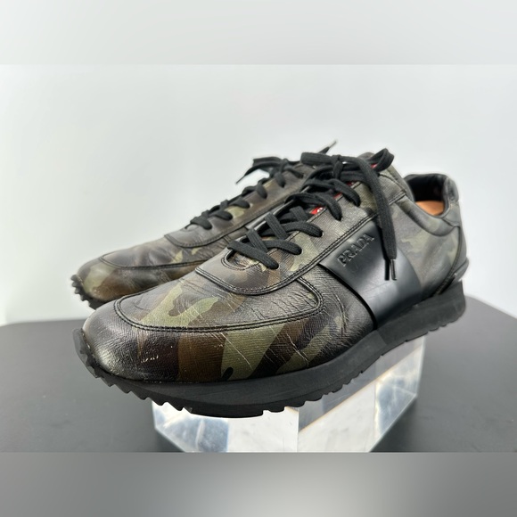 Prada Matchrace Leather sneakers in green & black Camo size 11 - Picture 6 of 14